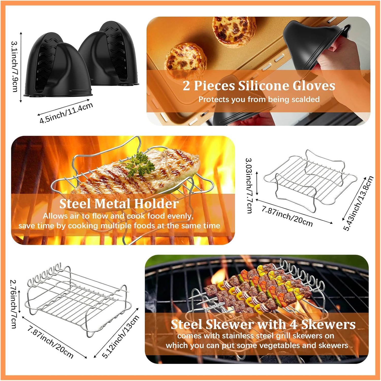 Accessoires air fryer silicone - 10.4L, 14 pièces, pour Ninja Foodi - AF500EU