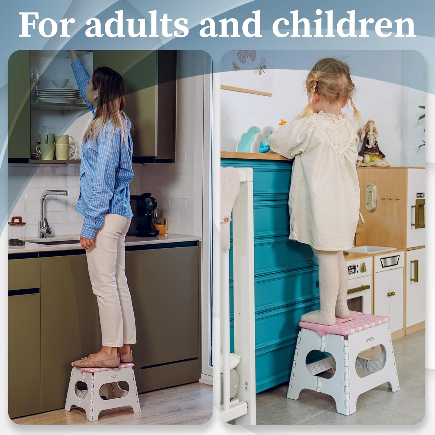 Bisoo - Tabouret pliable enfant - 27cm - WC portable, sûr, rose