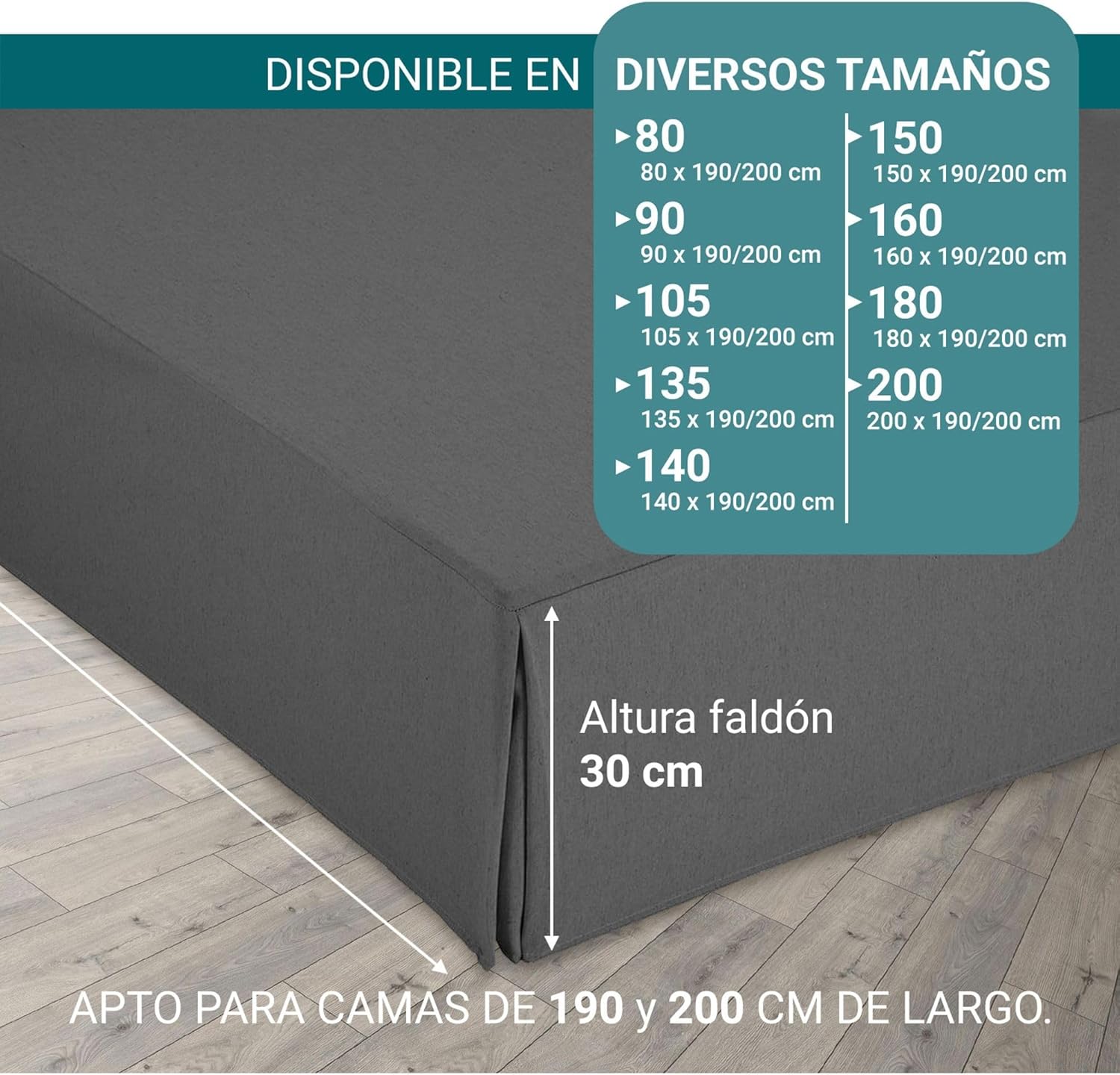 Housse de canapé - lit 80x190/200 cm - gris, antidérapant, respirant