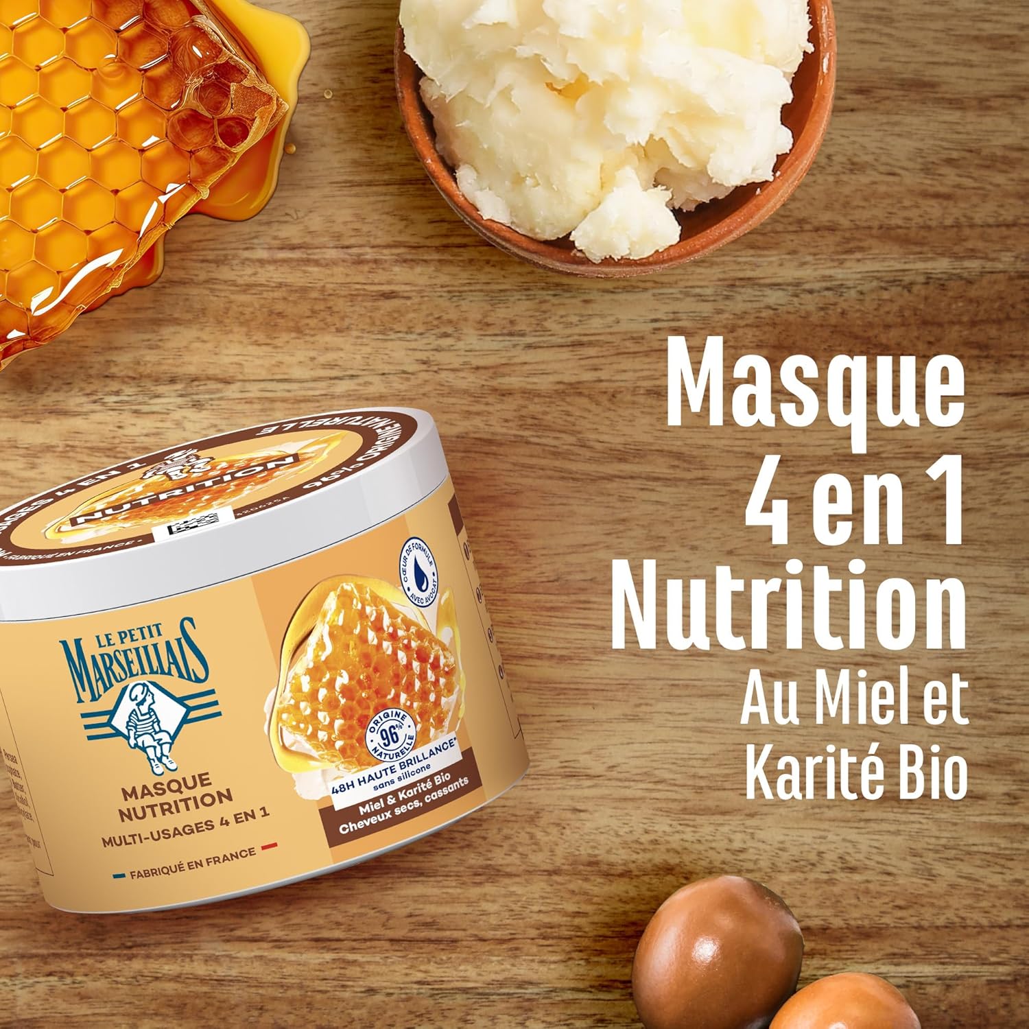 Le Petit Marseillais - masque 4 en 1 370ml - nutrition miel & karité bio