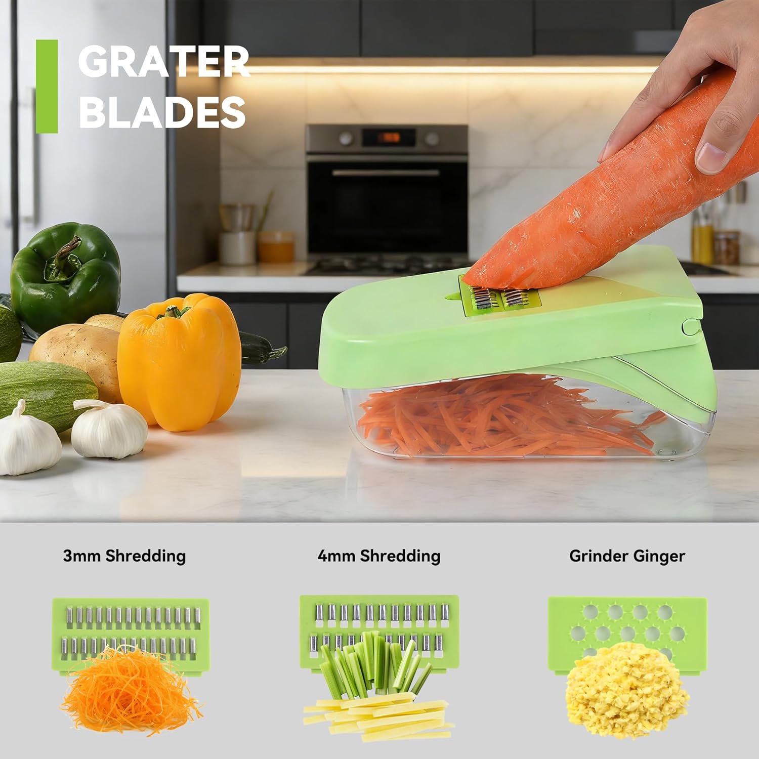 Coupe-légumes multifonctions 14-en-1 - découpe cubes, bâtonnets, tranches, manuel