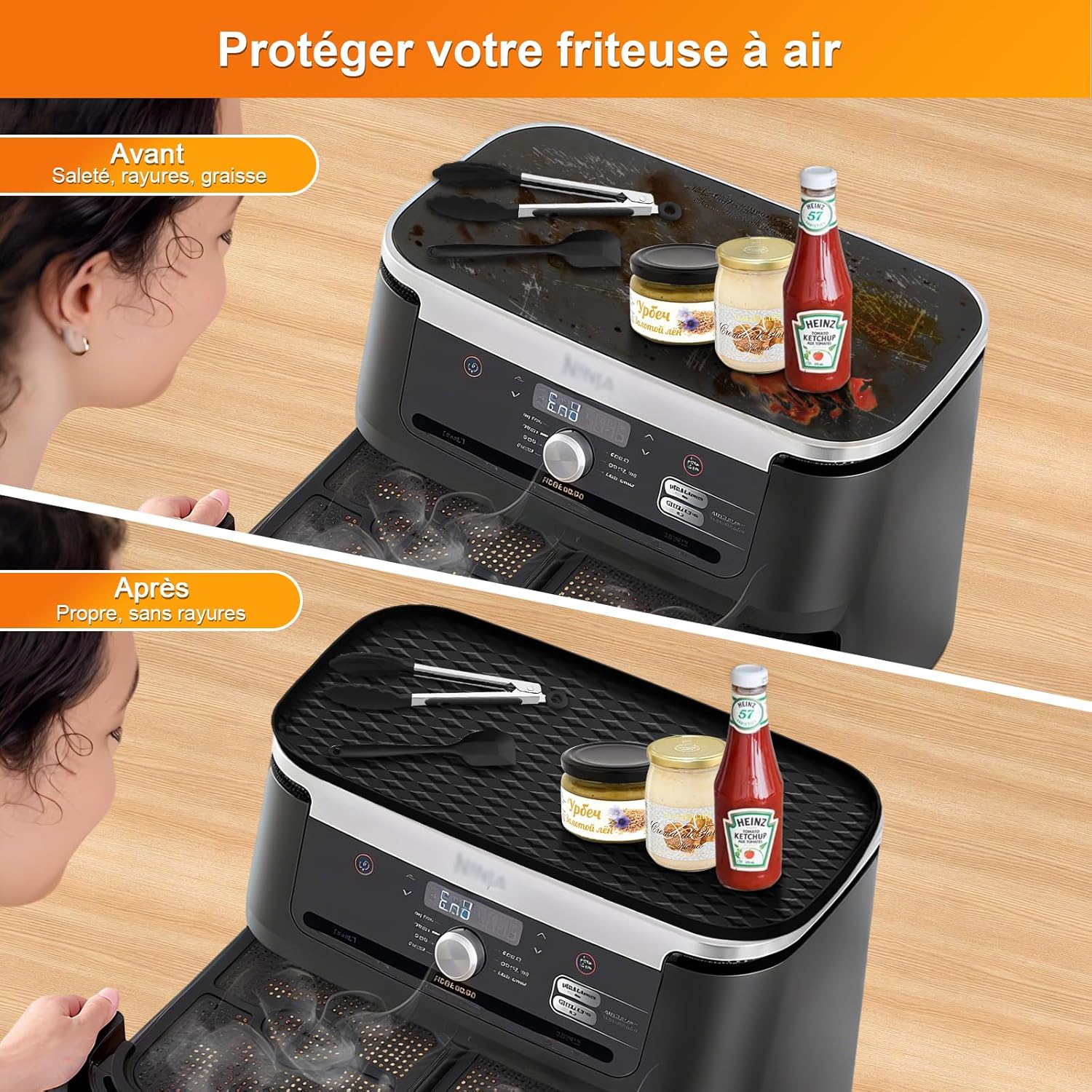 Silicone Tapis Air Fryer - accessoire réutilisable - 10.4L - compatible Ninja Foodi Flexdrawer - AF500EU