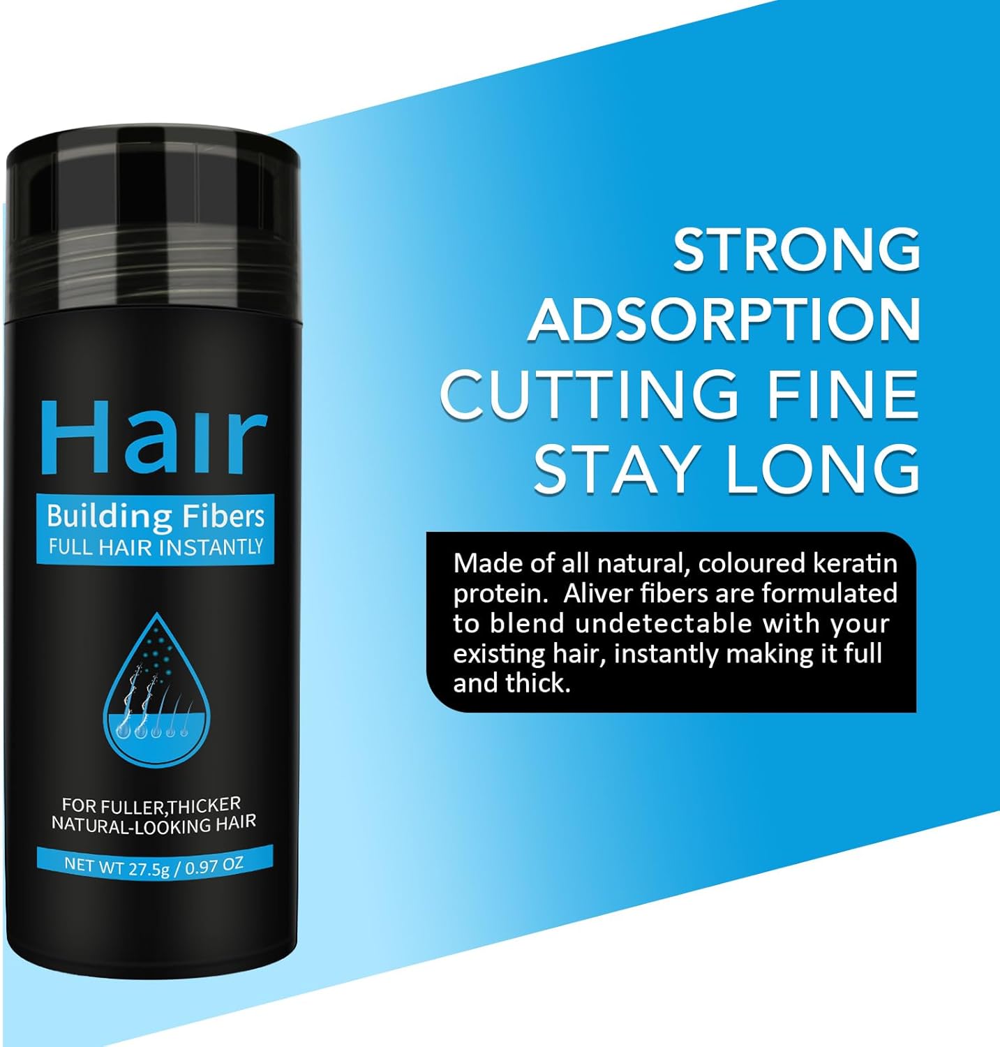 Fibres capillaires densifiantes - kératine - effet volumateur, pour hommes et femmes, brun moyen