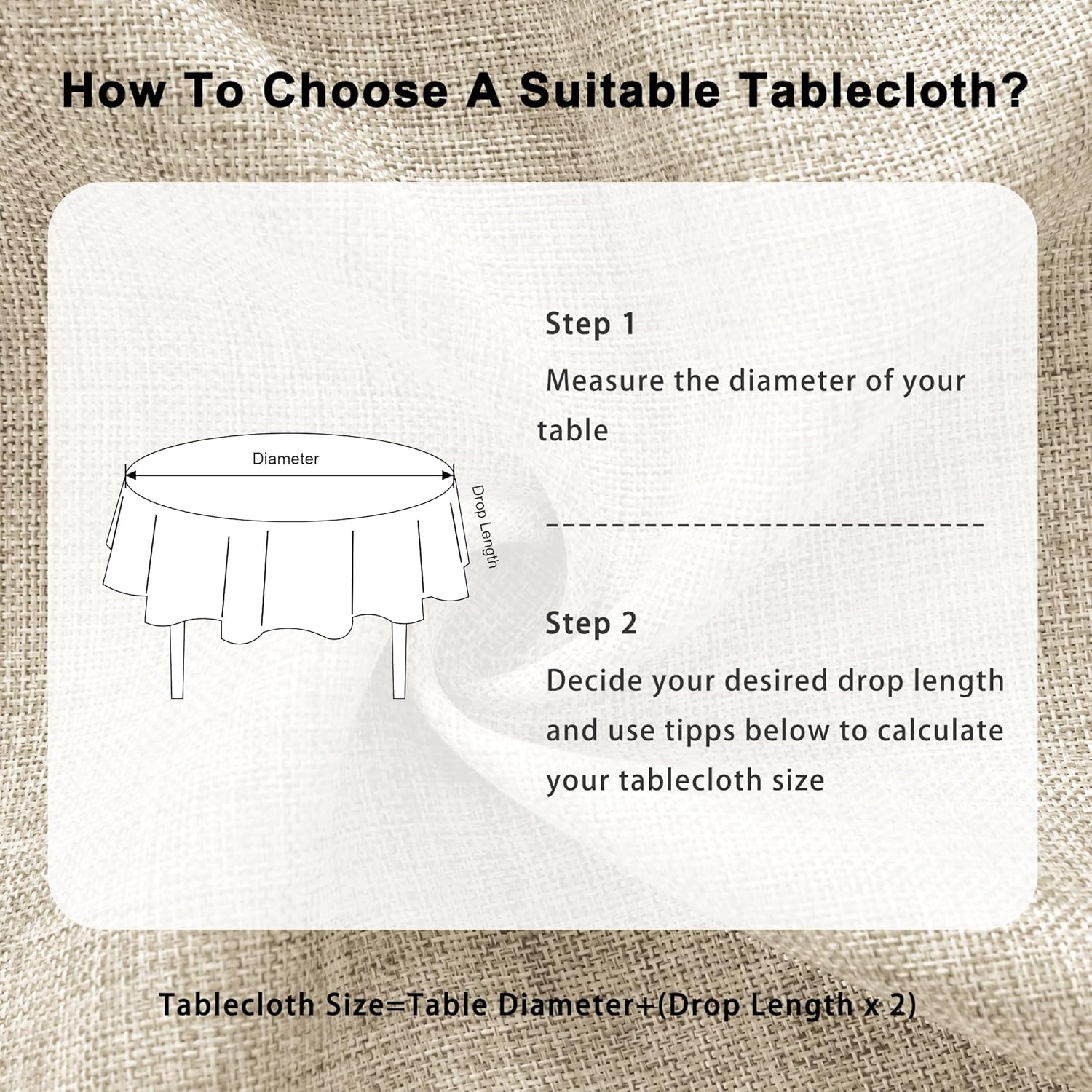 Nappe ronde - lin beige 160 cm - imperméable, lavable, salle à manger