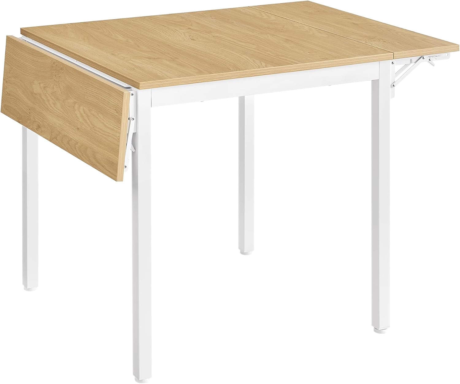 VASAGLE - Table pliante extensible 2-4 pers, chêne/blanc, rectangulaire, petits espaces, KDT077Y01
