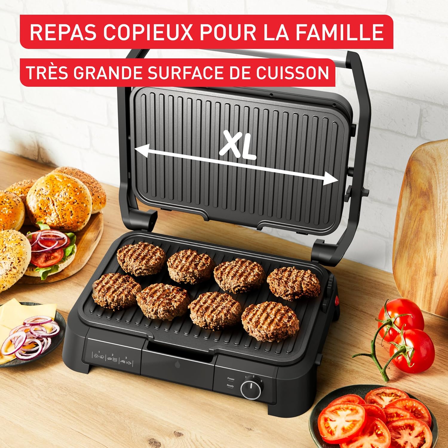 Tefal - SuperGrill 3-en-1 XL - grande surface, 2200W, thermostat ajustable - GC520DE0