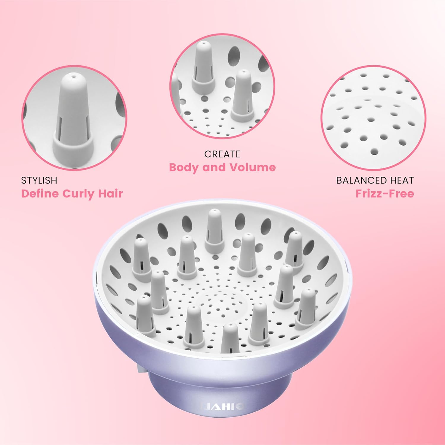 Diffuseur universel cheveux bouclés 4.4-6.6 cm anti-frisottis bleu