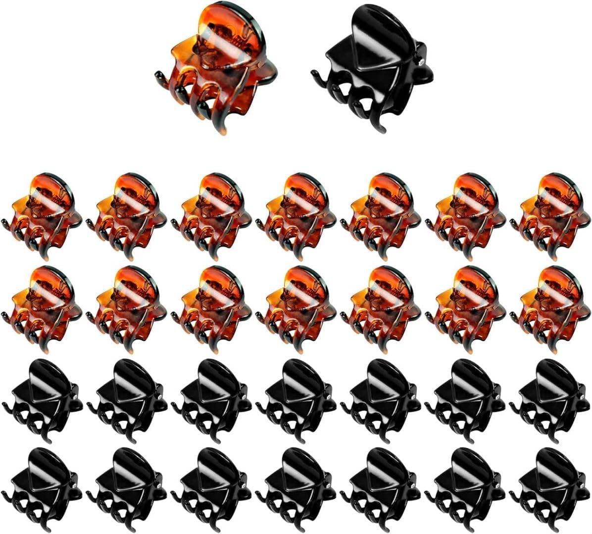 Mini pinces à cheveux - 30 pièces - acrylique noir/marron - antidérapantes