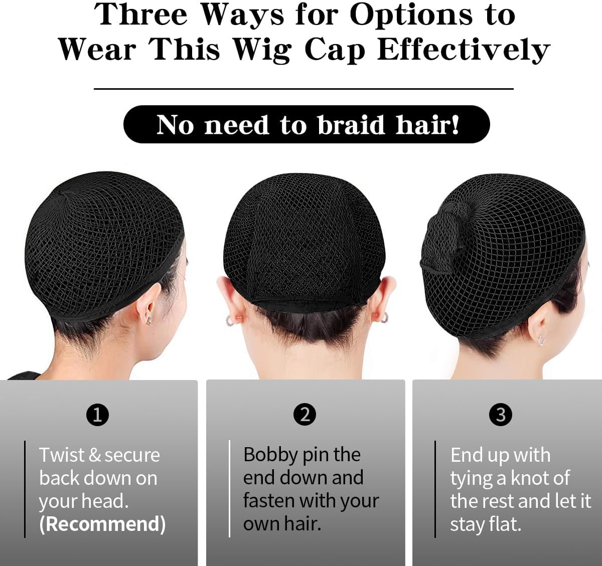 Dreamlover - filet à perruque, 2 pièces, maille noire, confortable