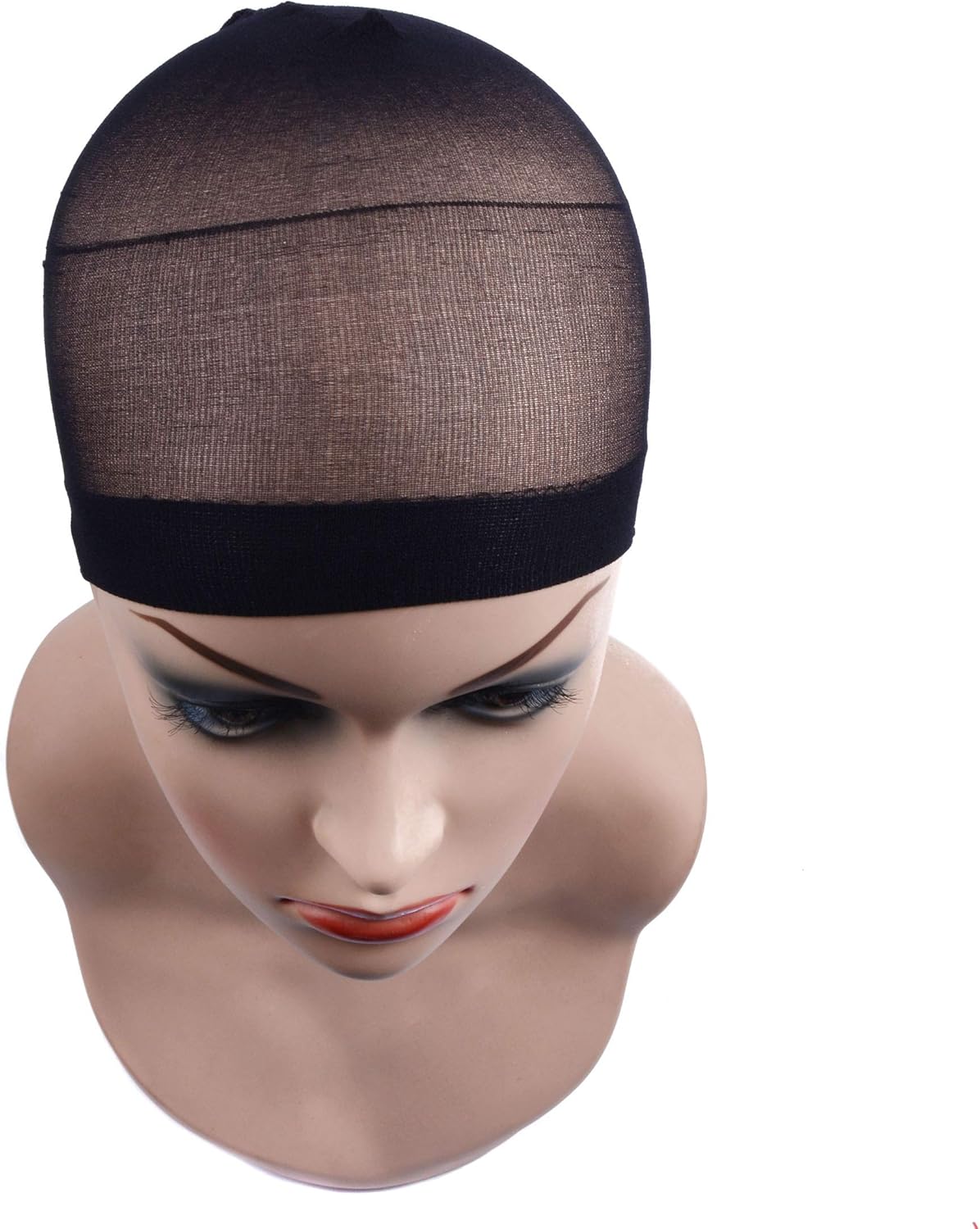 Bonnets de perruque nylon unisexes - lot de 6 - respirants, noirs