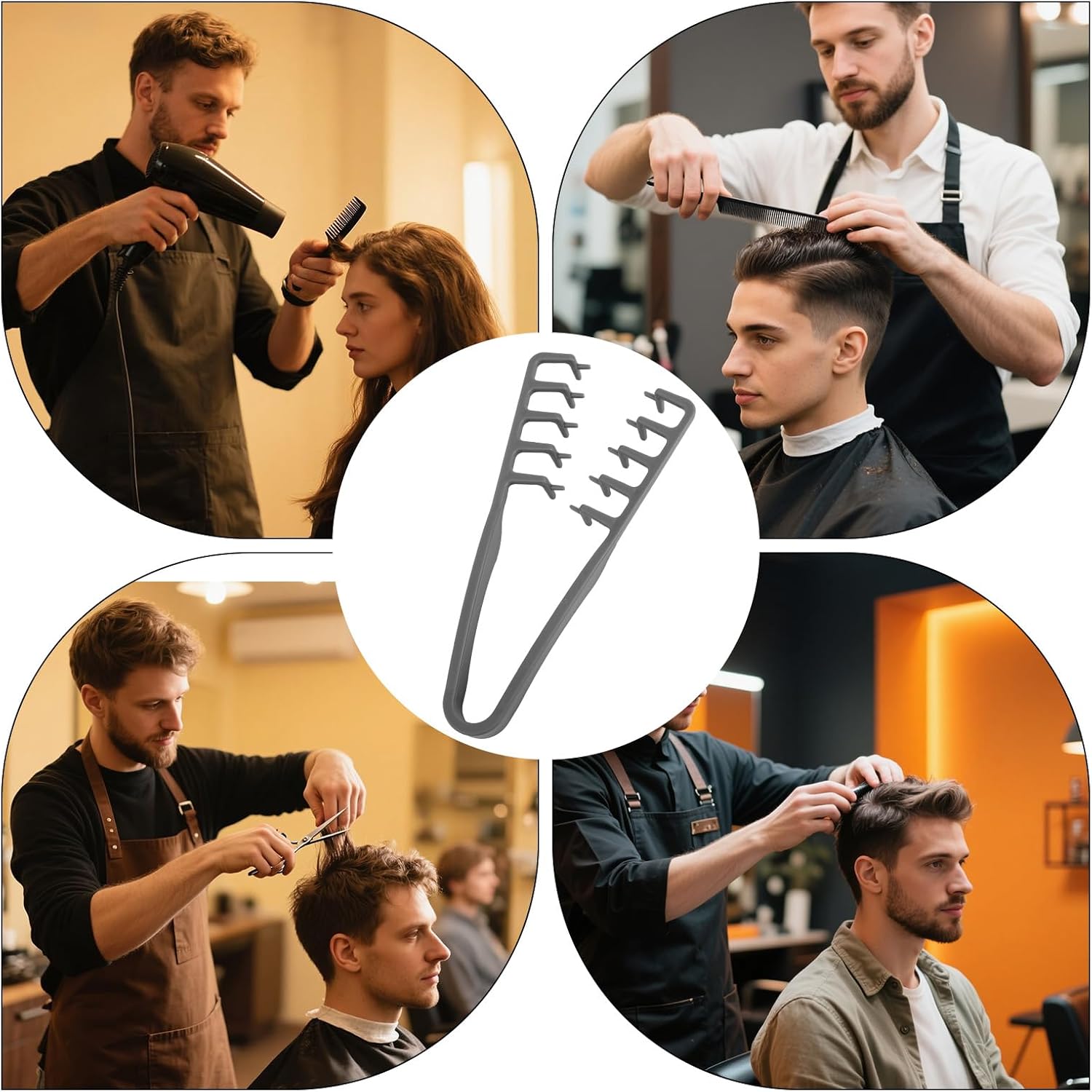 Peigne - dents larges 18x10cm - poignée texturée, ABS, gris