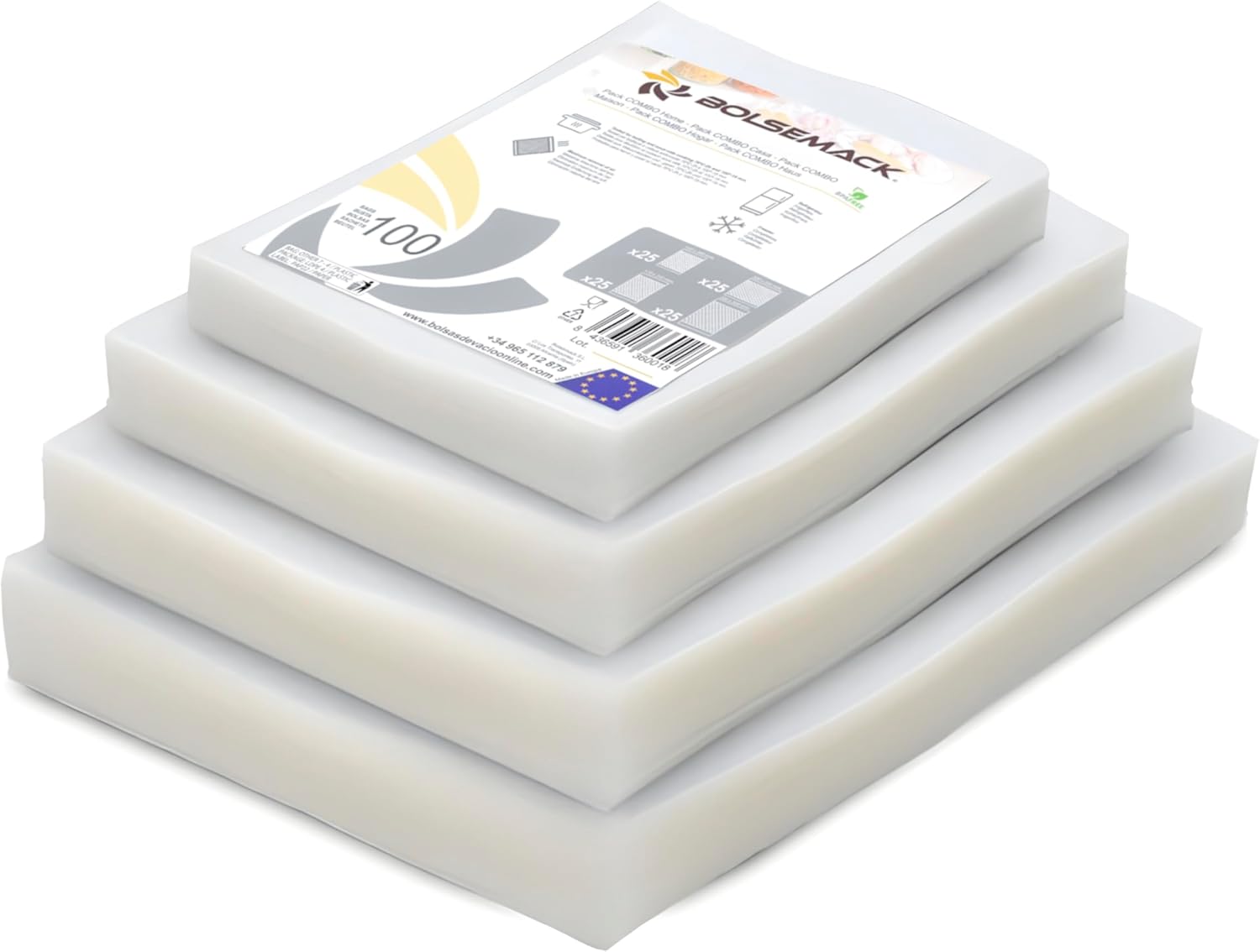 Bolsemack - sacs sous vide combo - 4 tailles - sans BPA, UE, compatible pro