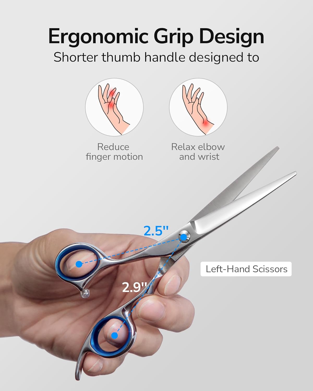 ULG - Ciseaux de coiffure gauchers - 16,5 cm - acier inox japonais, lame rasoir