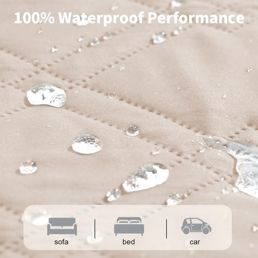 DUJUIKE - housse canapé imperméable antidérapante - 76-180 cm - protection chiens et chats Crème