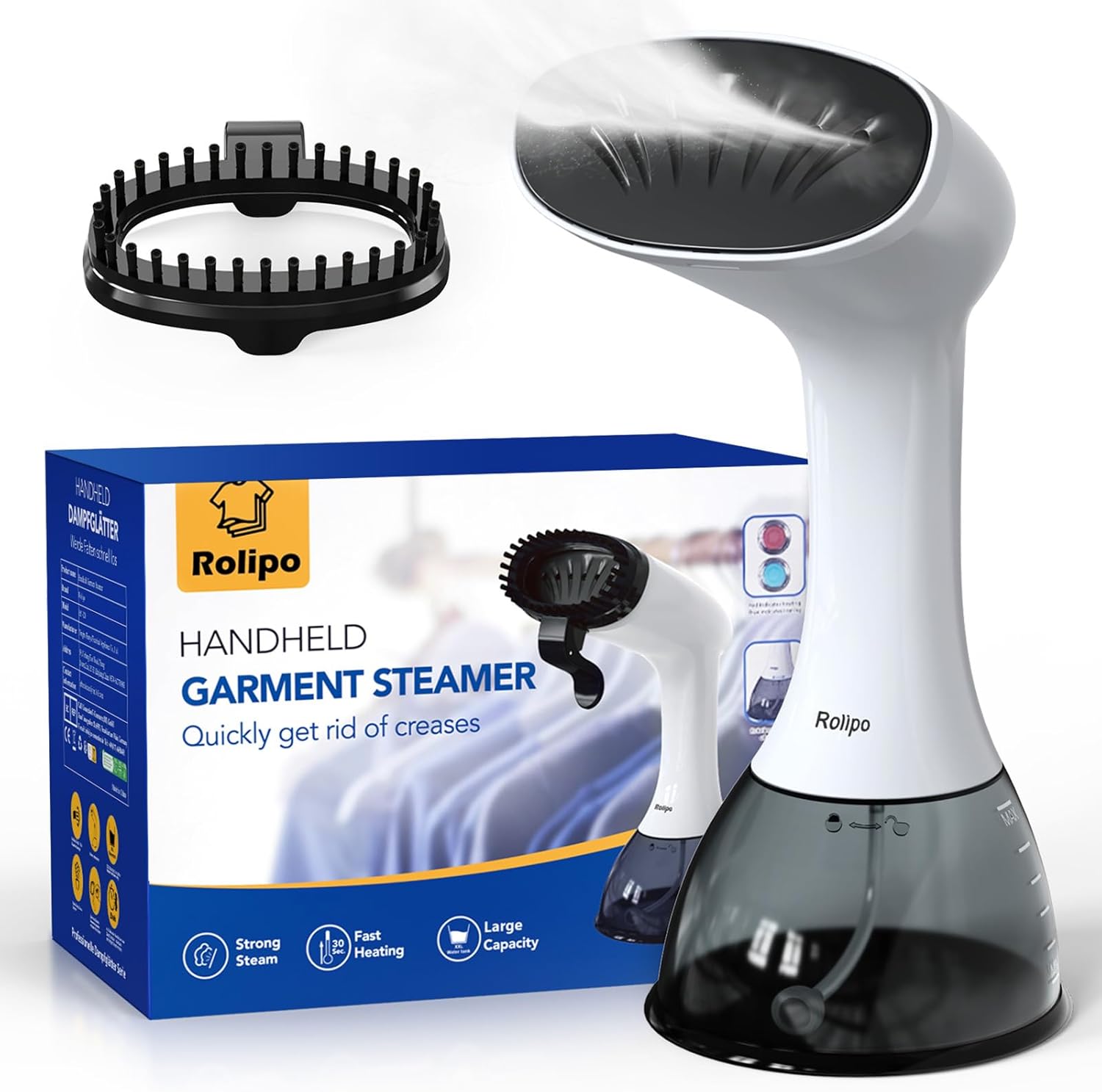 Défroisseur vapeur portable - 1640W, 400ml - Blanc, haute puissance