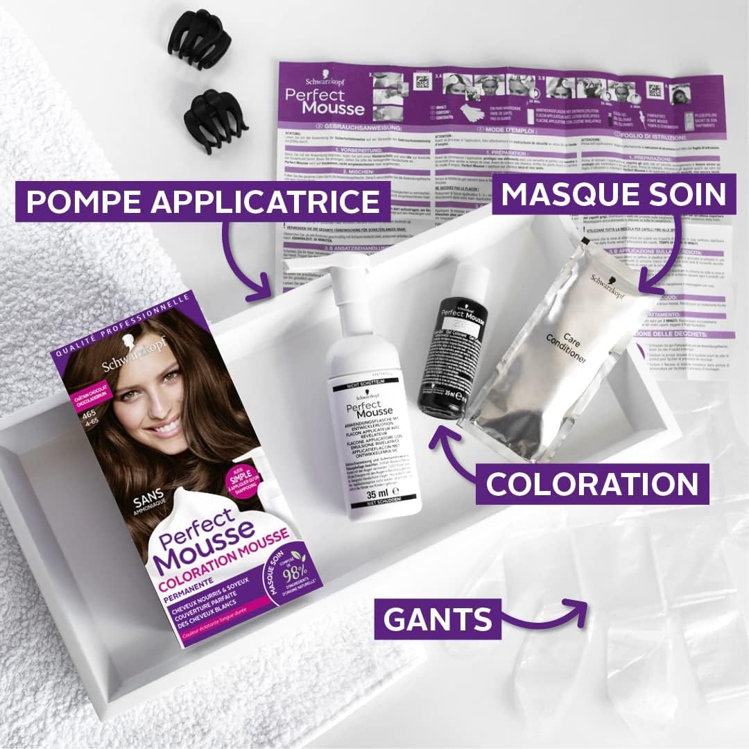 Schwarzkopf - Perfect Mousse coloration mousse sans ammoniaque - soin naturel cheveux - Châtain Clair - 600