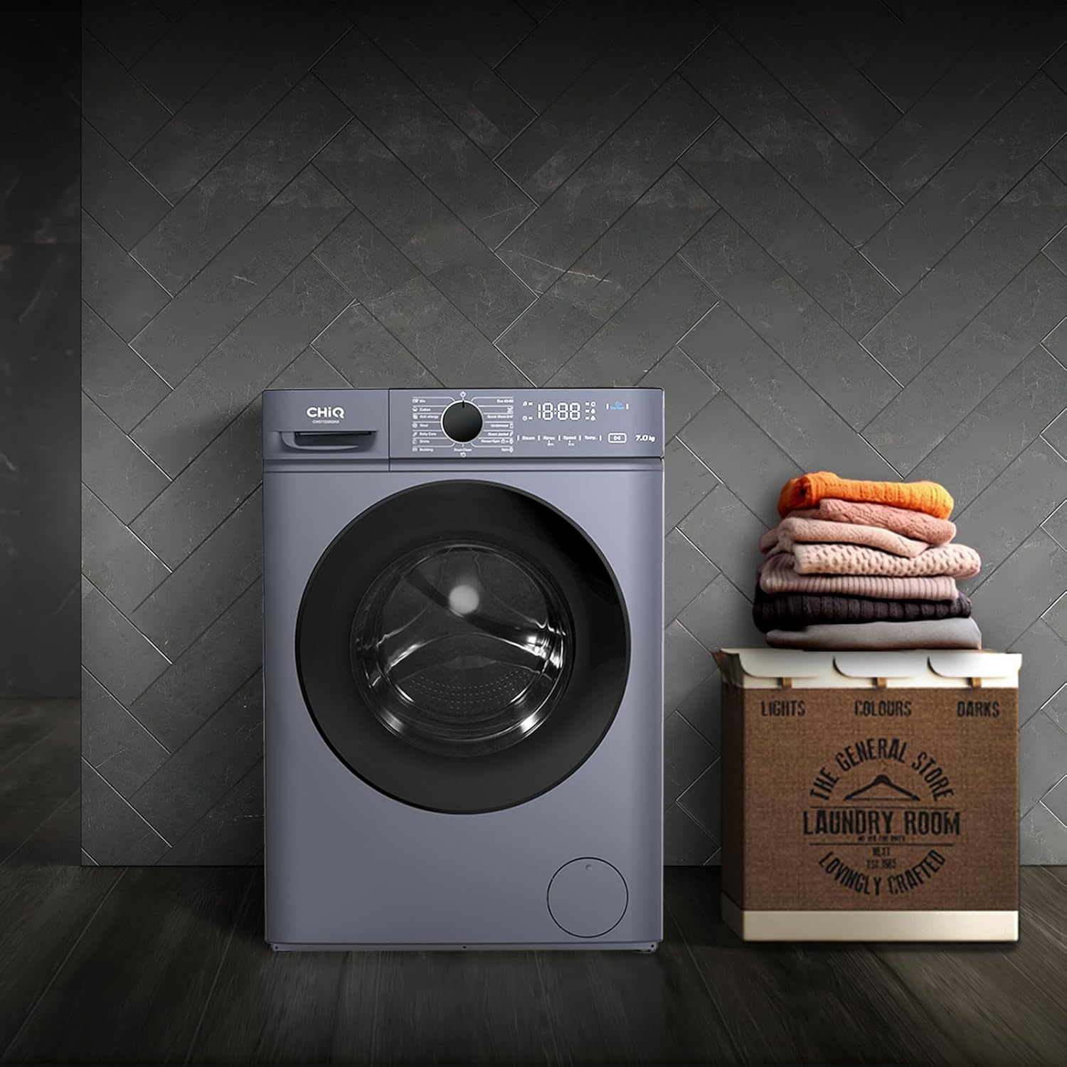 CHiQ - lave-linge compact 7kg, 1200tr/min, vapeur, classe A, CW07123863AX
