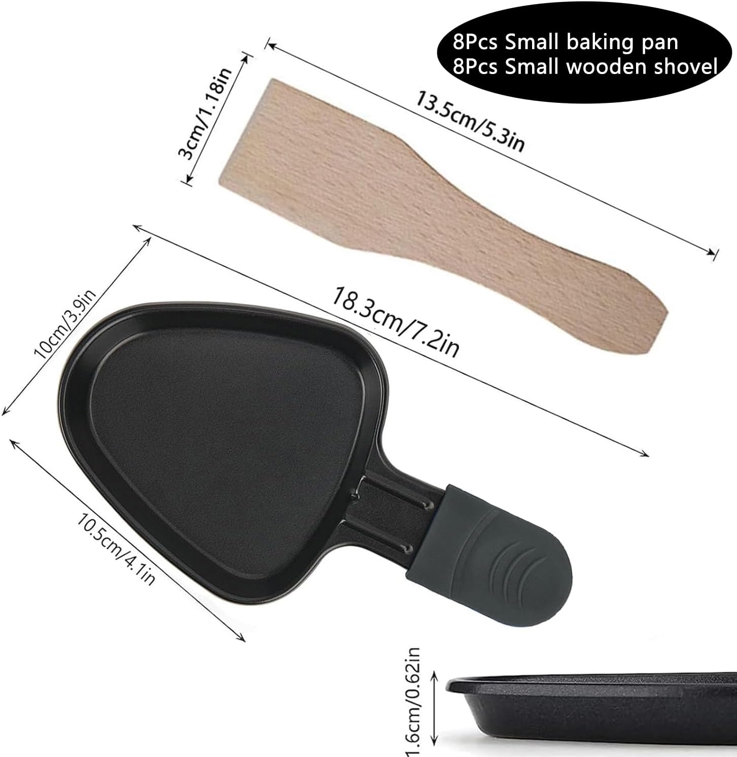 Poêle à raclette 8 parts - revêtement antiadhésif, poignées isolées, 8 spatules