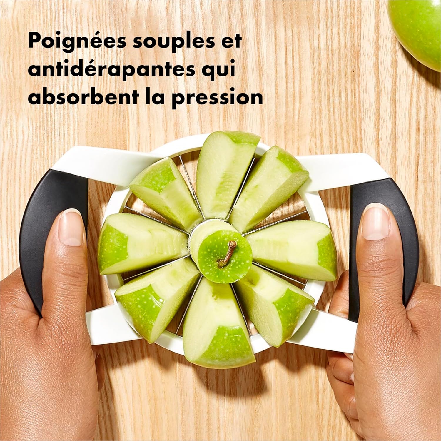 OXO - Good Grips coupe-fruits - inox, noir et blanc, trancheuse efficace