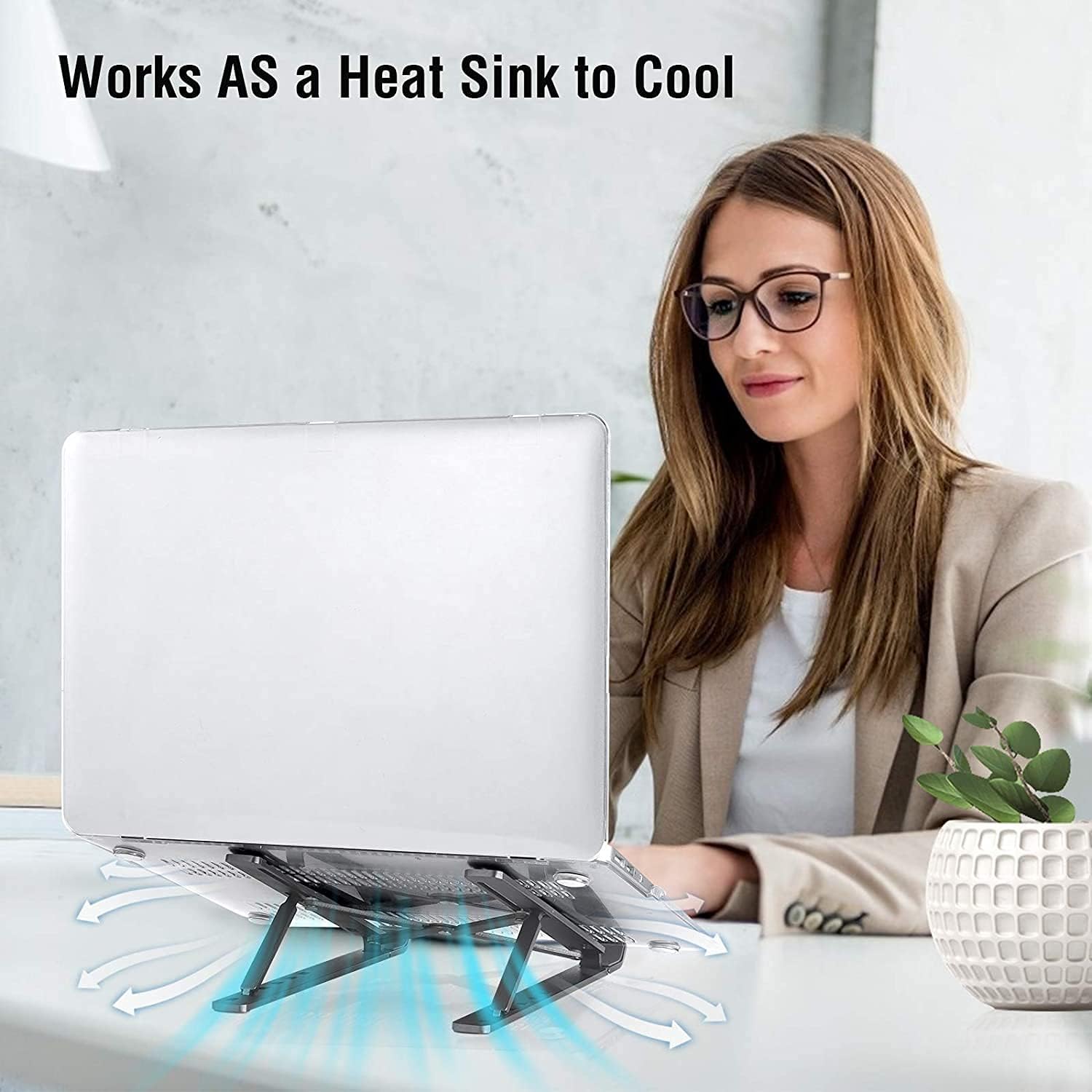 Support ordinateur portable aluminium ventilé, réglable, 10-17.3 pouces