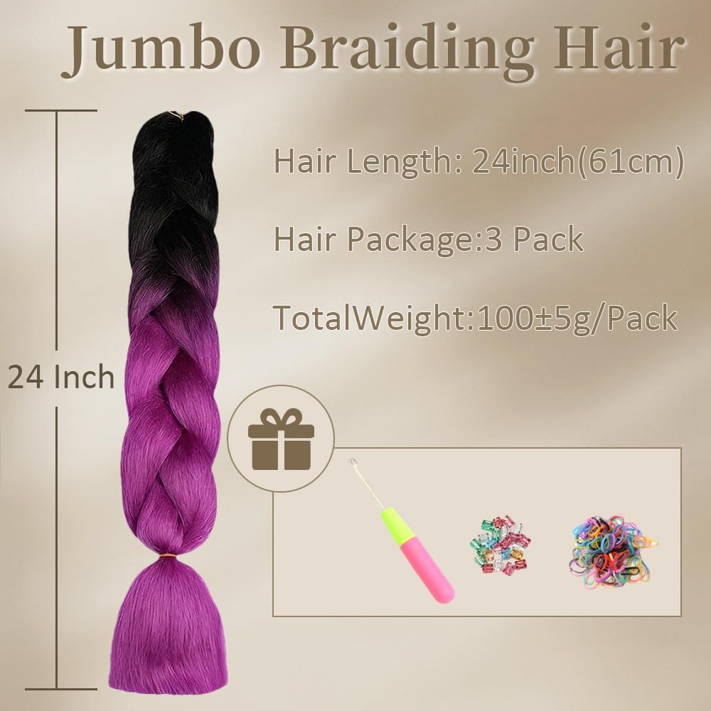 Showjarlly - tressage synthétique 61 cm - lot de 3, 100g/pc