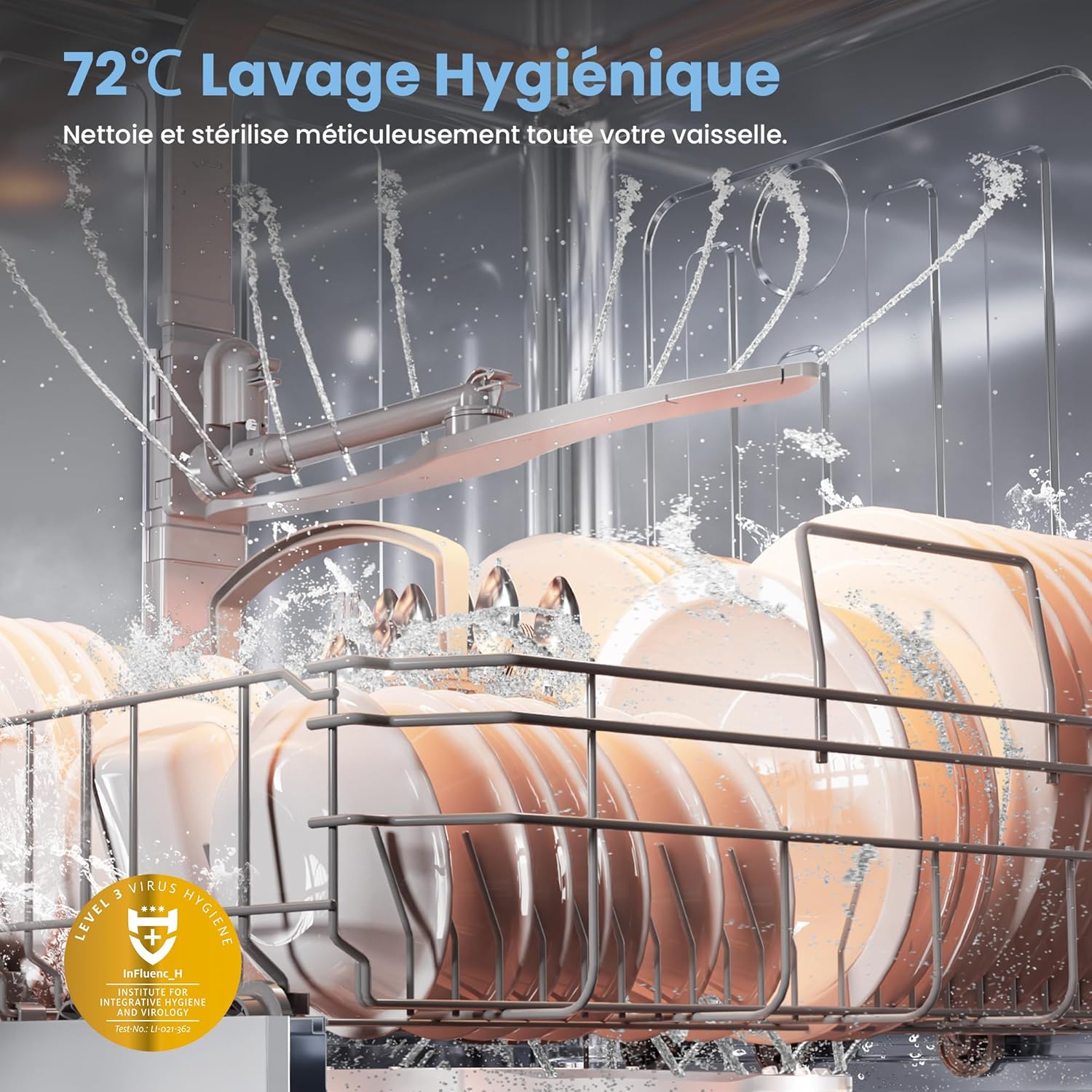 COMFEE' - Lave-vaisselle série CDWPF1201PS - 60 cm, 12 couverts, départ différé, panier flexible, inox, 49 dB, CDWPF1201