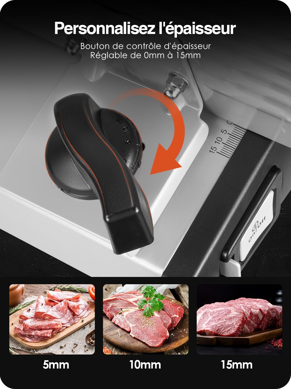 YASHE - trancheuse série SL-518 - 19cm, 250W, épaisseur réglable, sécurité, SL-518