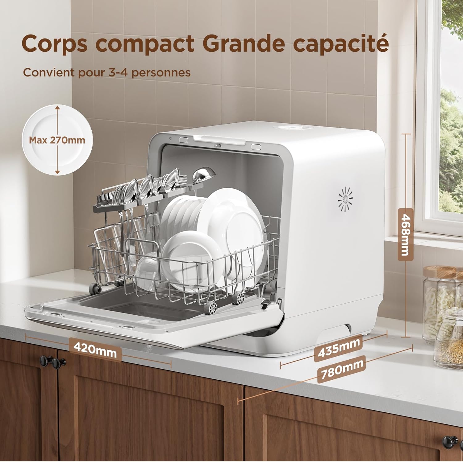 COMFEE' - lave-vaisselle série S110W - compact 3 couverts - 7 programmes, écran LED, démarrage différé - MFD42S110W-IT