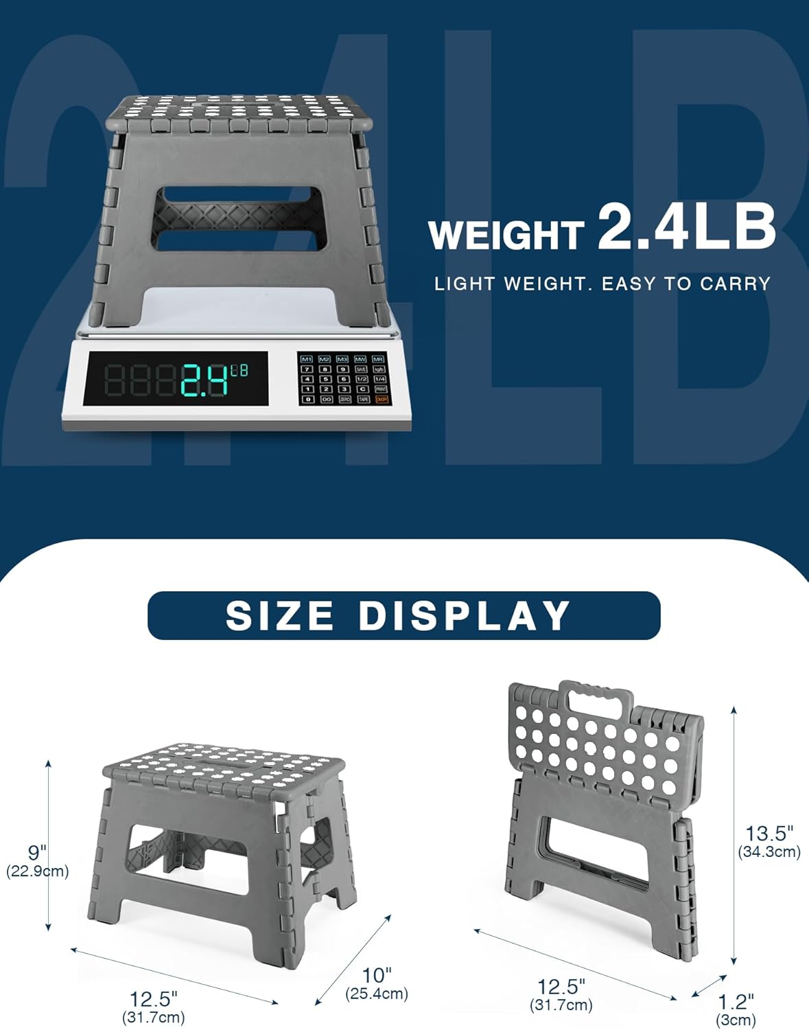 House - Tabouret pliable enfant 22 cm, plastique, pliable, gris