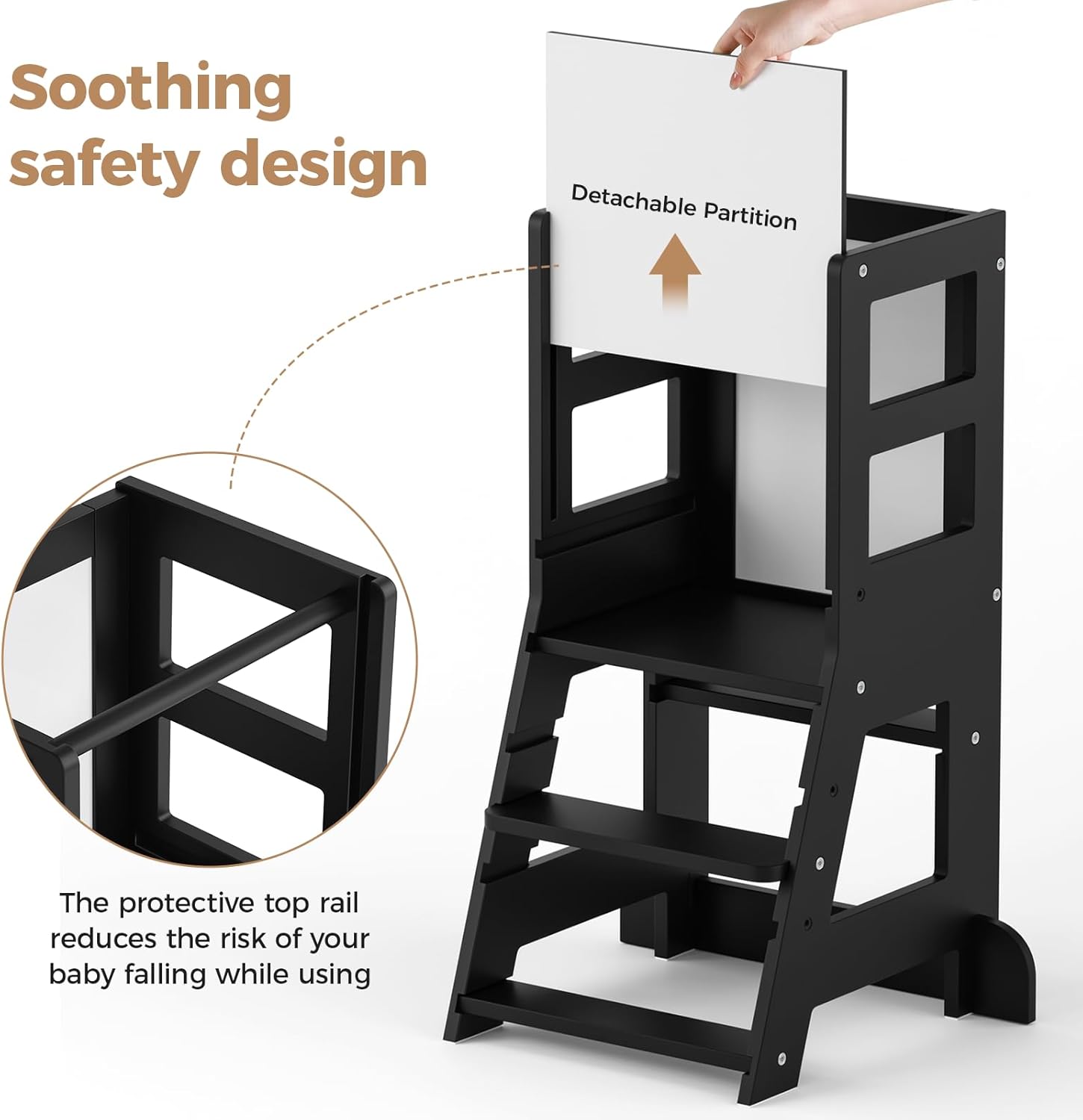 KIDINIX - tour d'apprentissage réglable avec tableau noir - dès 1 an - sécurité anti-basculement, chaise Montessori