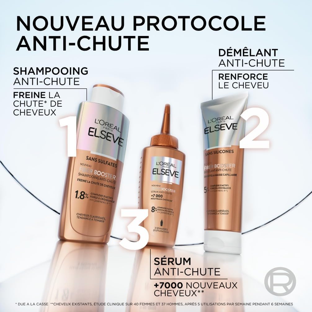 L'Oreal Paris - Elseve Fiber Booster - sérum anti-chute 6 semaines - stimule la pousse, enrichi Aminexil-R