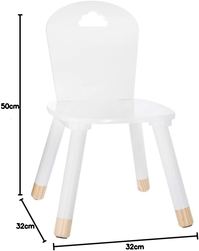 Atmosphera - Chaise enfant Douceur, blanche, confortable et solide