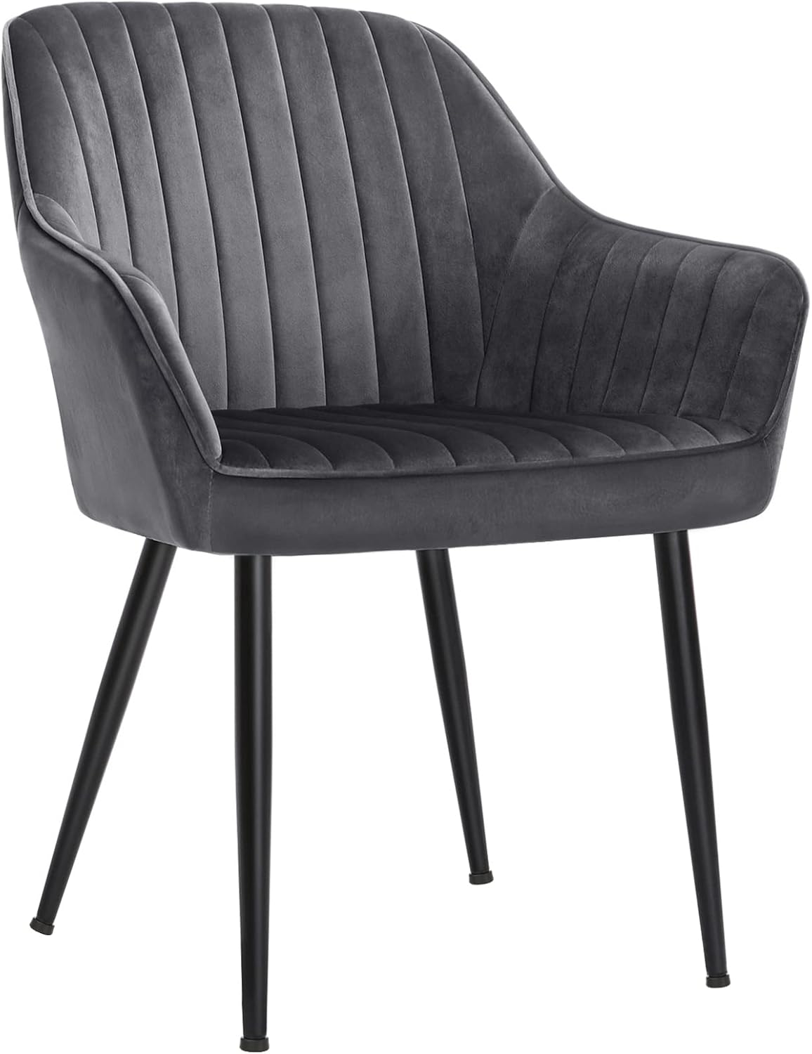 SONGMICS - fauteuil salle à manger, assise 49 cm, velours, pieds métal, accoudoirs, 110 kg, gris LDC087G01