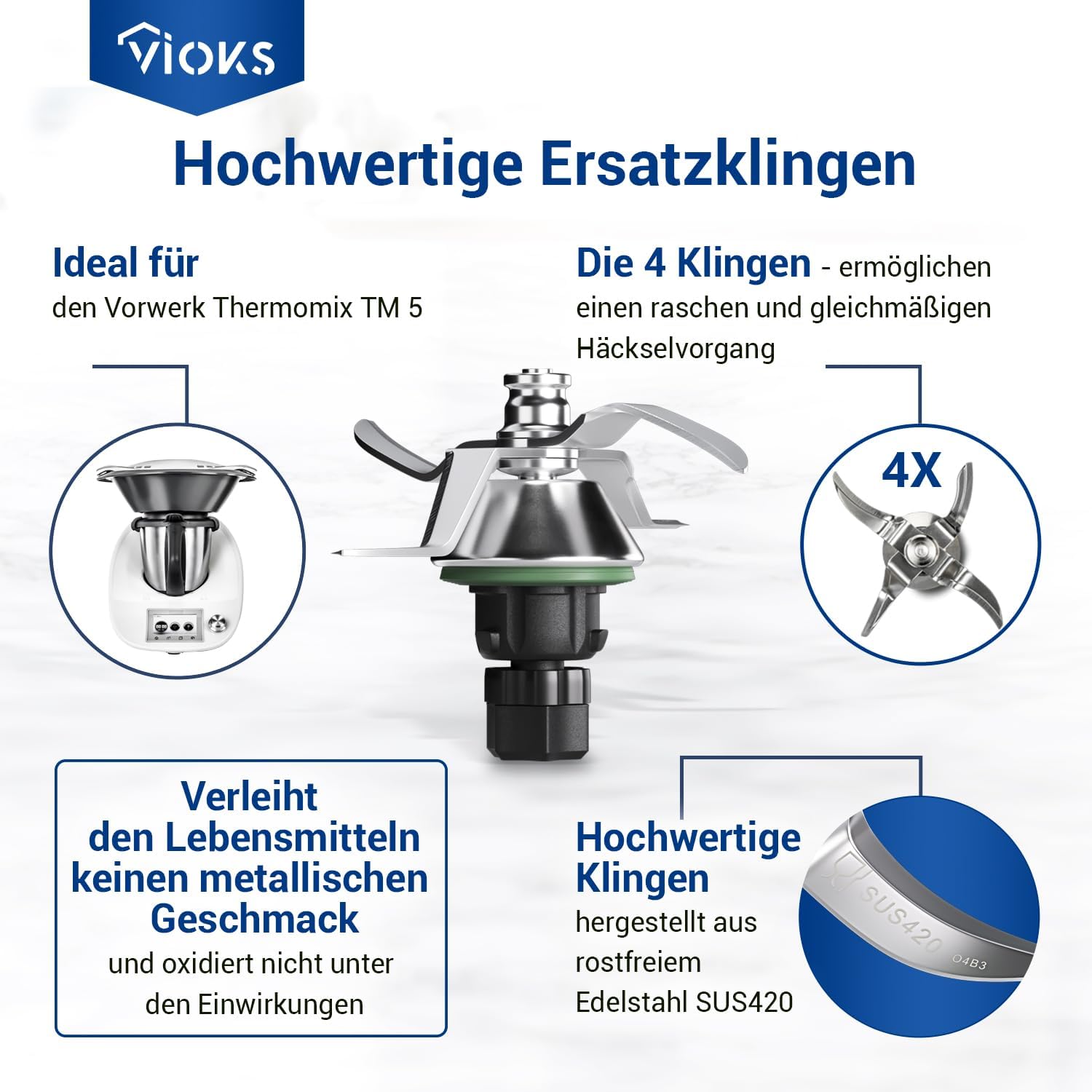 Vioks - lame de robot Thermomix, inox SUS420, accessoire TM5