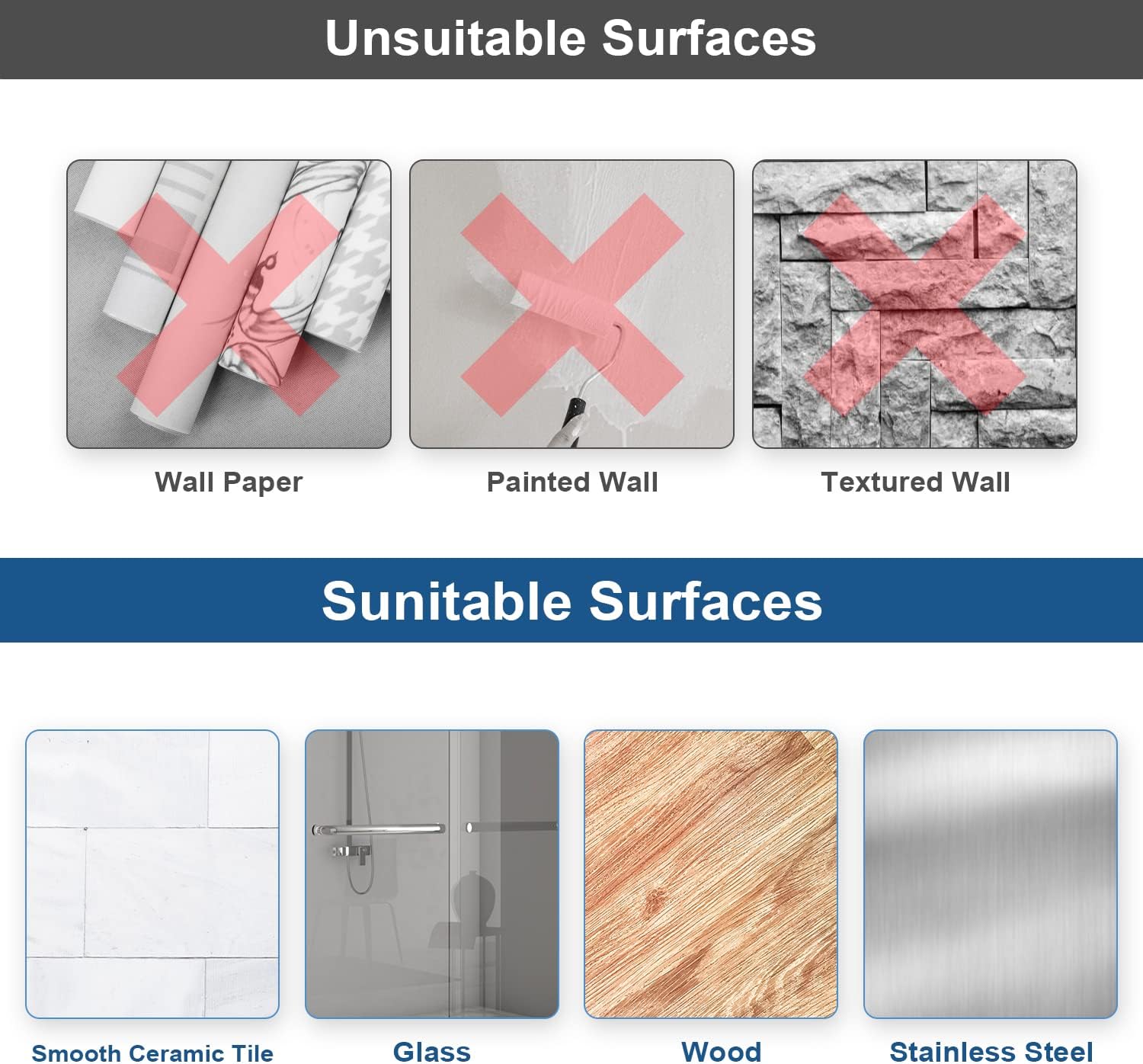 Porte-serviettes - double barre inox 304 - autoadhésif, mural, 40cm