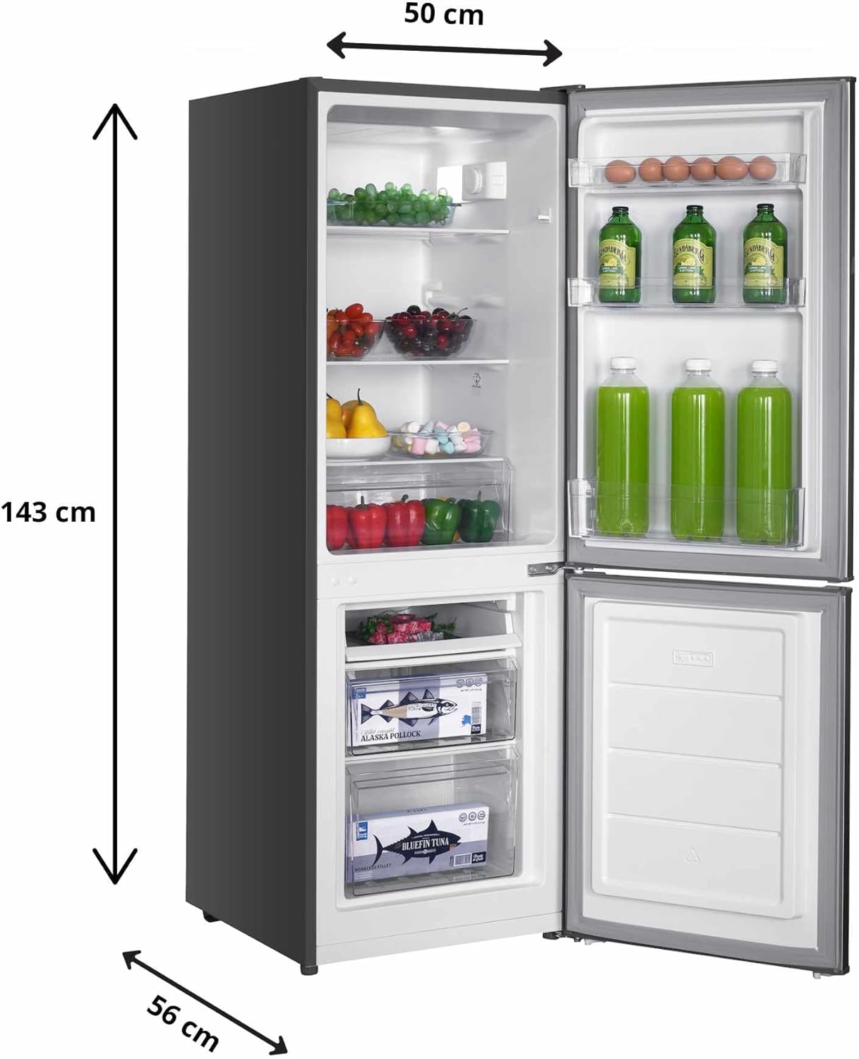 GEDTECH - Réfrigérateur combiné 173L, congélateur bas, 143cm - GCB173SL