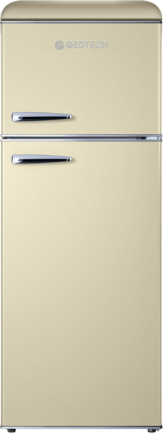 GEDTECH - Réfrigérateur vintage double porte 215L crème, classe E GDPV215CR