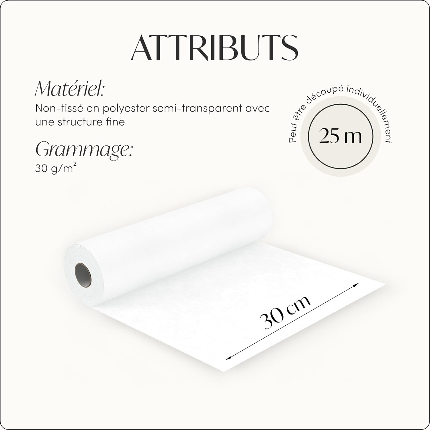 100%Mosel - Chemin de Table non-tissé - 30x2500 cm - Blanc, décoratif