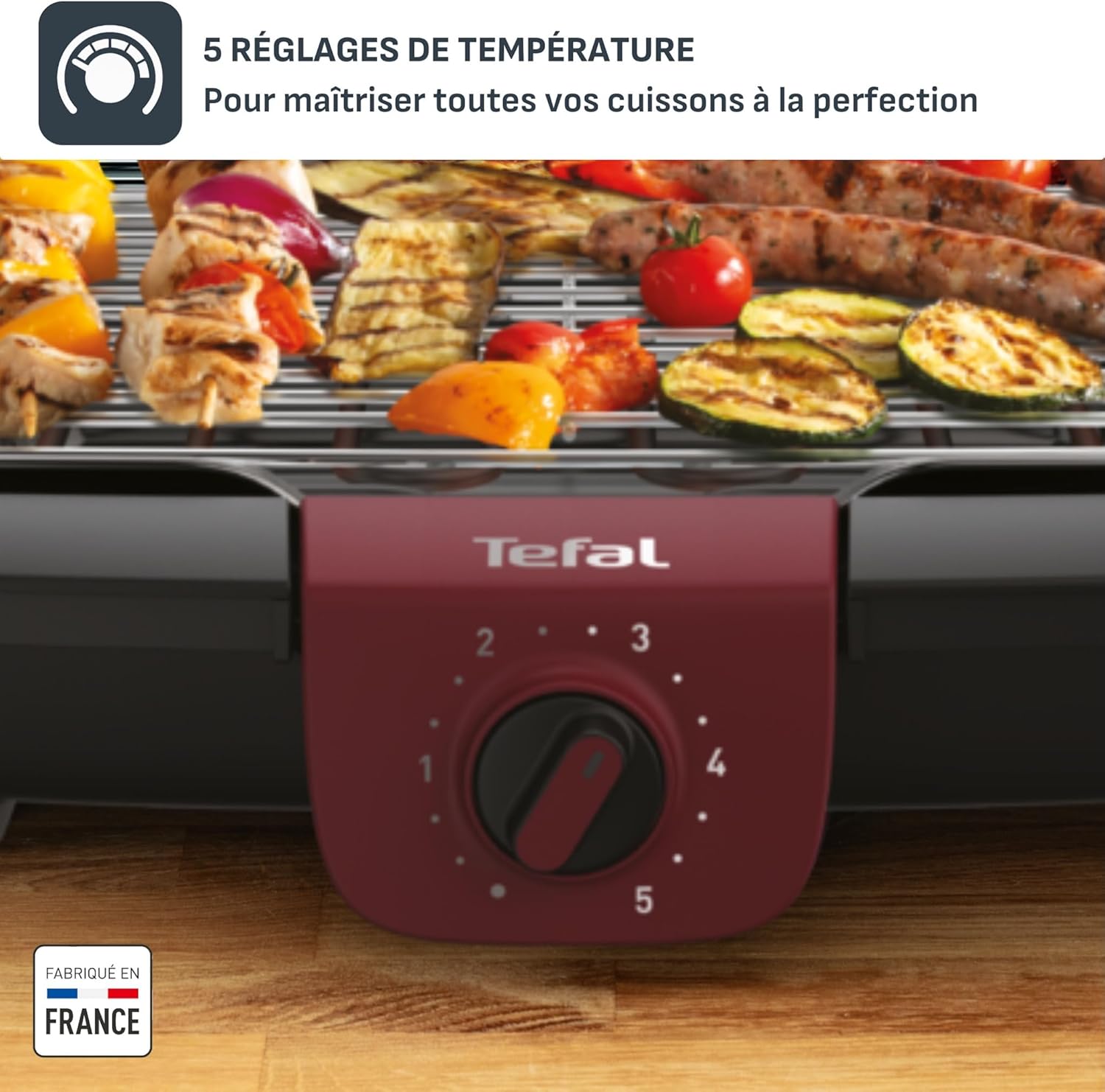 Tefal - EasyGrill Adjust - grande surface inox, réglable, lave-vaisselle - BG90E514