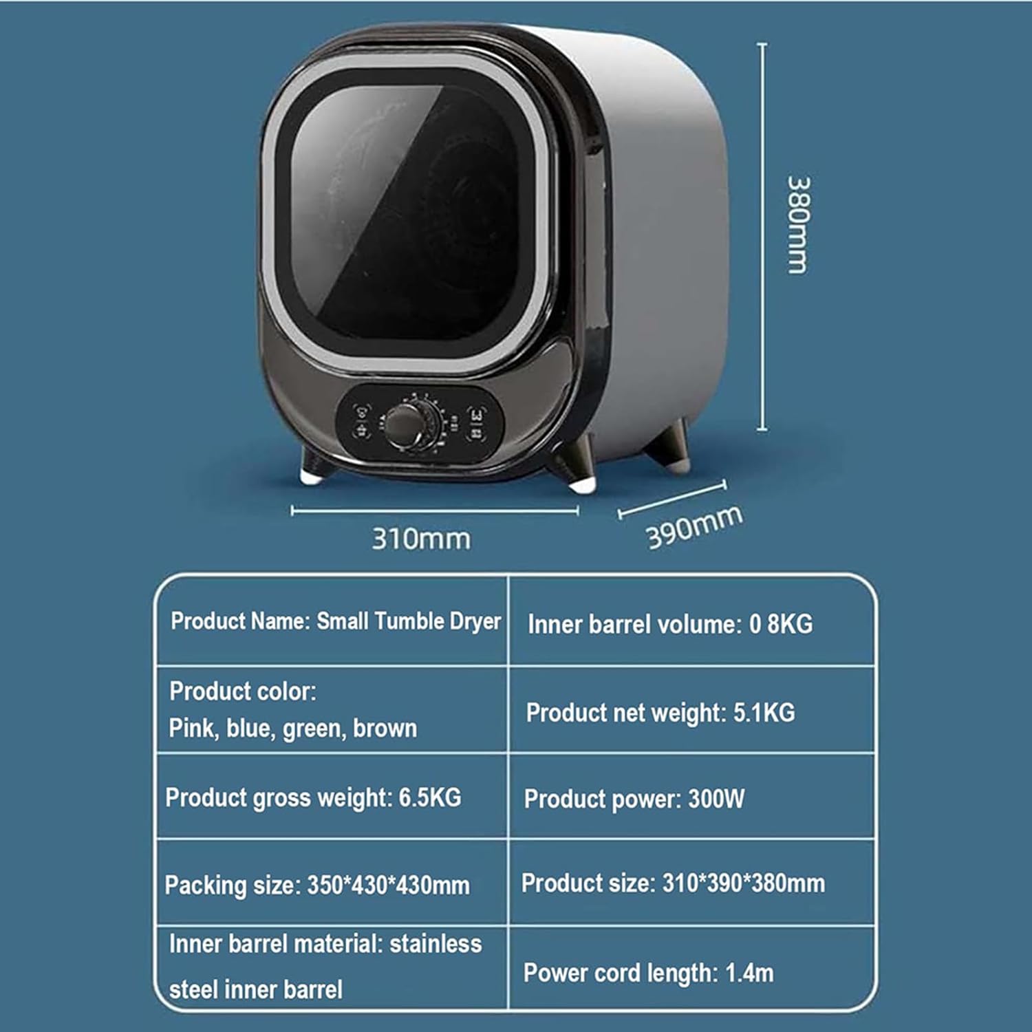 Mini sèche-linge - 0,8 kg - 7 modes, fixation murale ou plan, portable