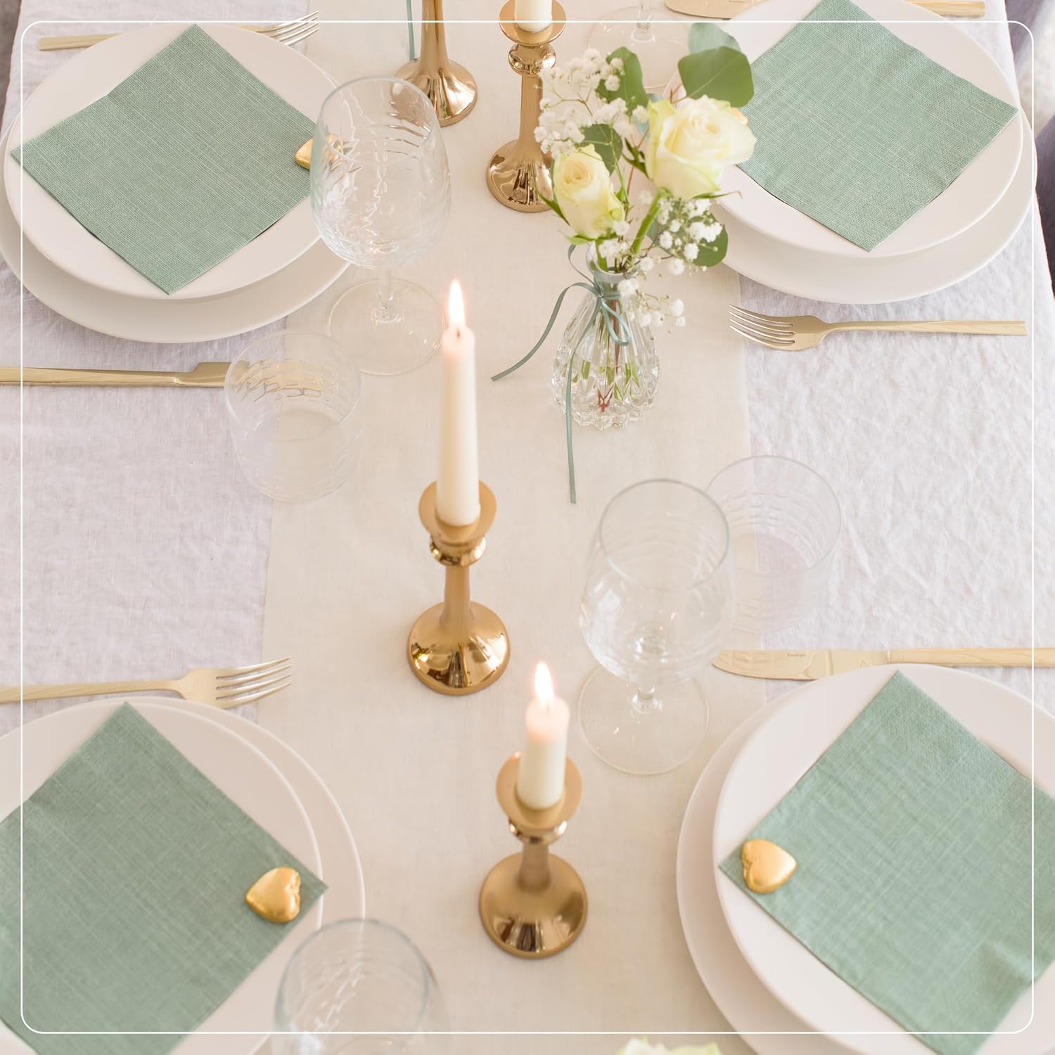 100%Mosel - Chemin de table vanille, 30x250cm, non tissé, élégant