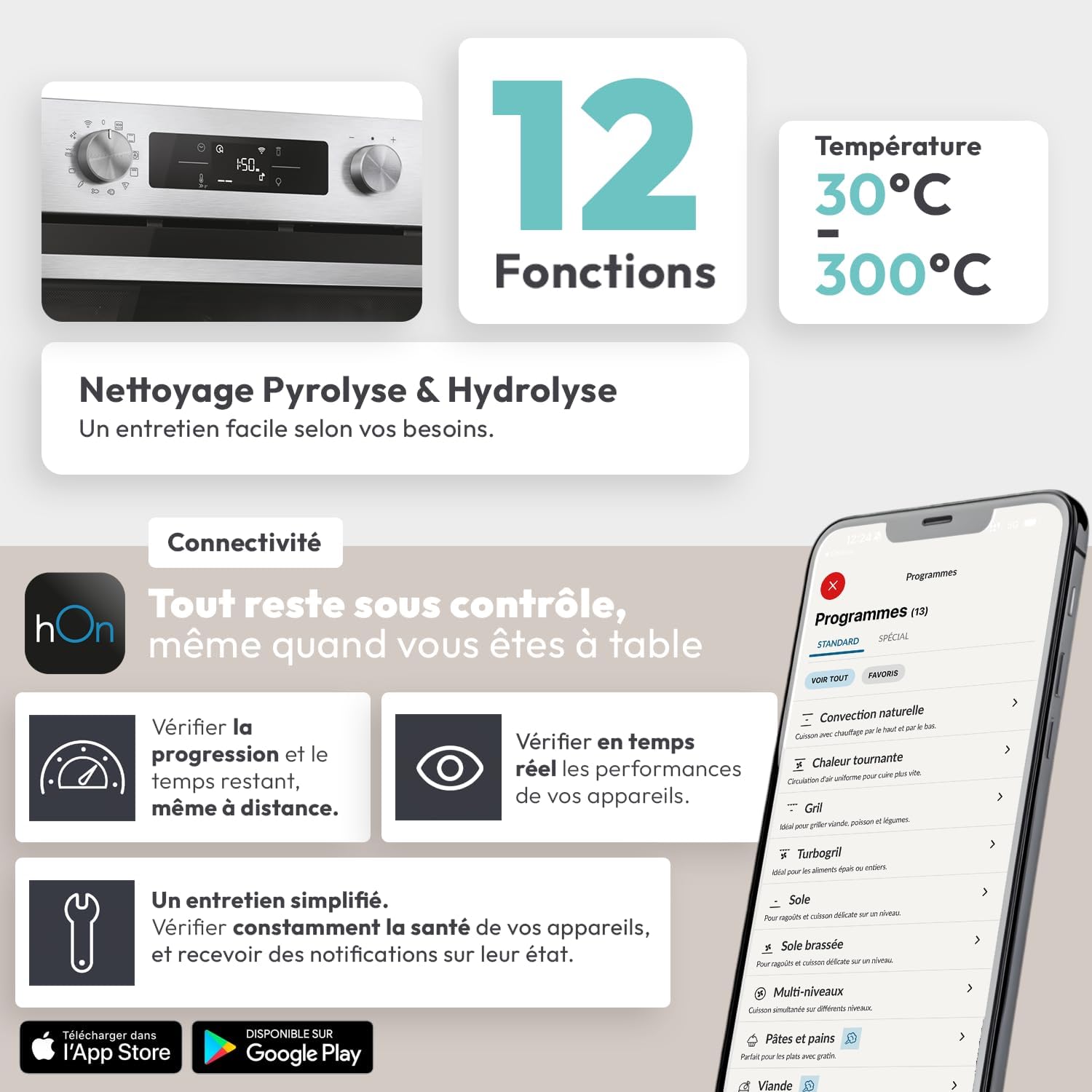 Candy - Four encastrable série WiFi - 59,5x59,5x56,8cm - Pyrolyse, chaleur tournante, porte froide, cavité XXL