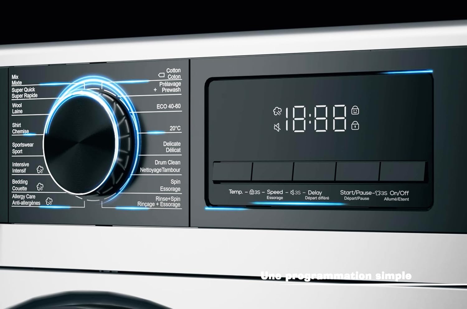 GEDTECH - lave-linge frontal 12 kg, 1400 tr/min, classe A, GLL121400WH