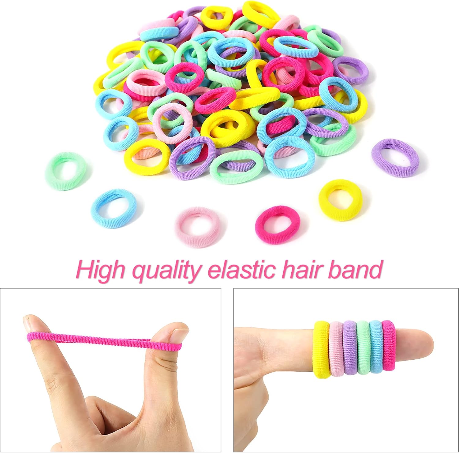 Élastiques cheveux - mini chouchous colorés - 100 pièces - pour filles, bébés