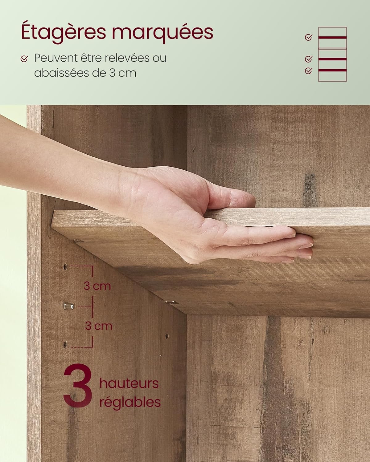 VASAGLE - étagère 5 niveaux - 24x60x134,2 cm - rangement ouvert - LBC165T50