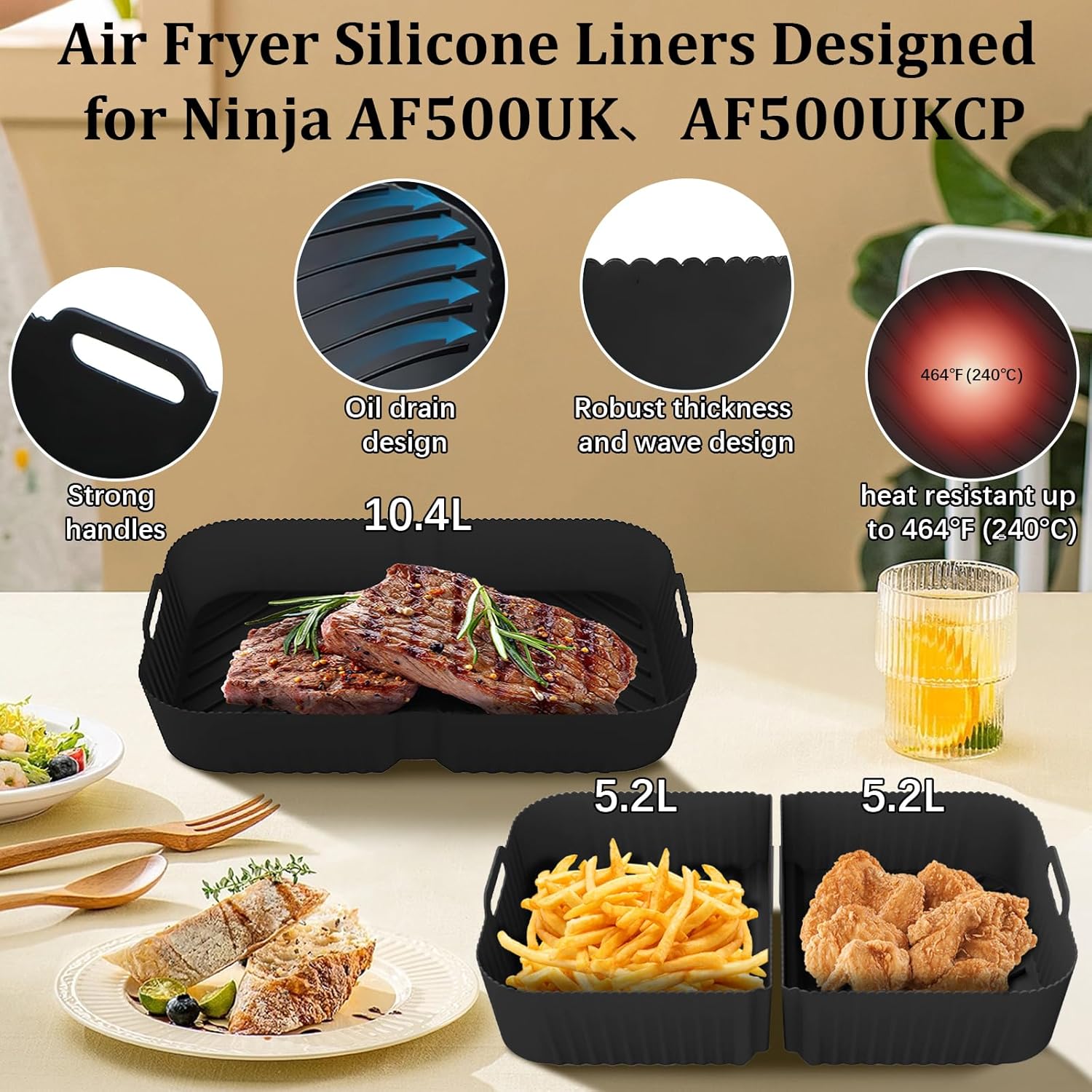 Accessoires air fryer silicone - 10.4L, 14 pièces, pour Ninja Foodi - AF500EU