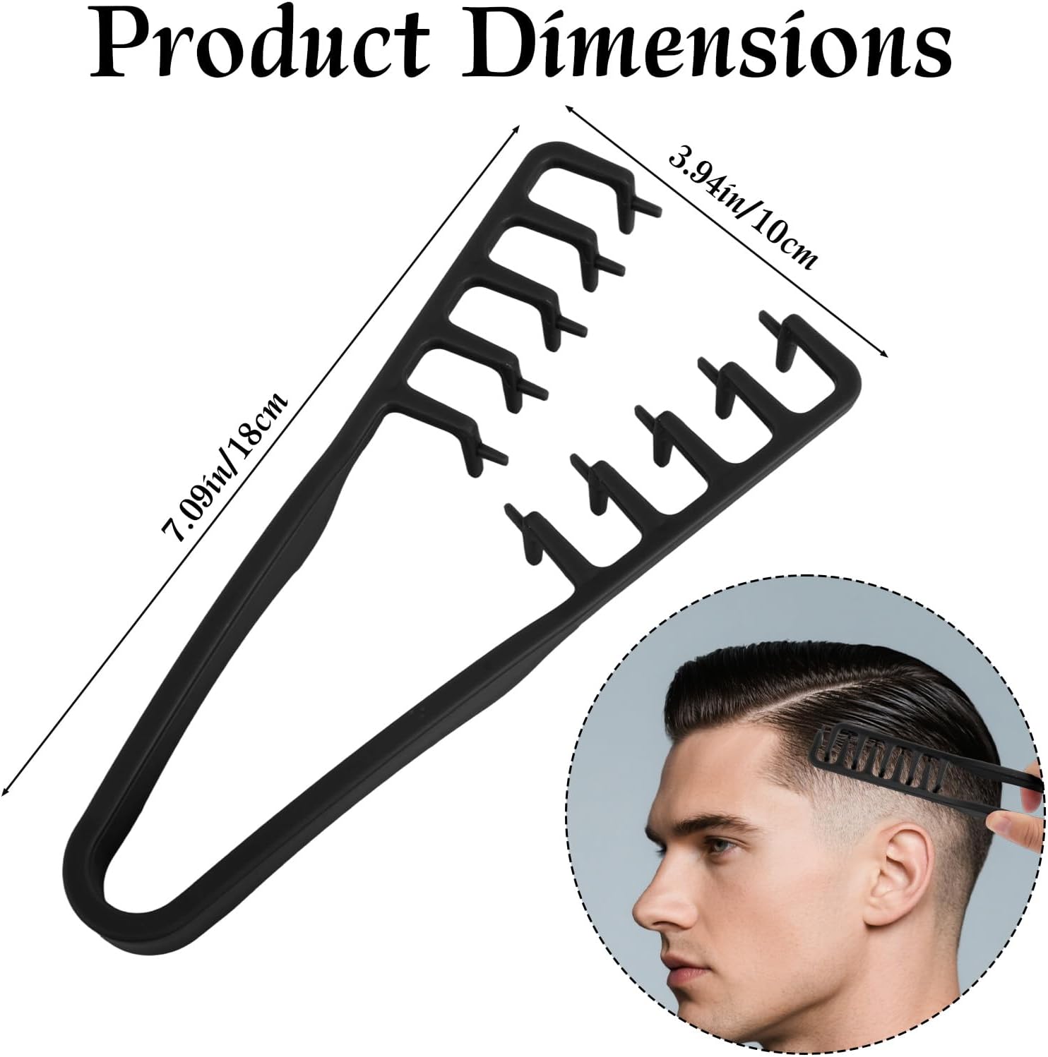 Peigne - dents larges ABS, poignée texturée 18x10cm, volumineux