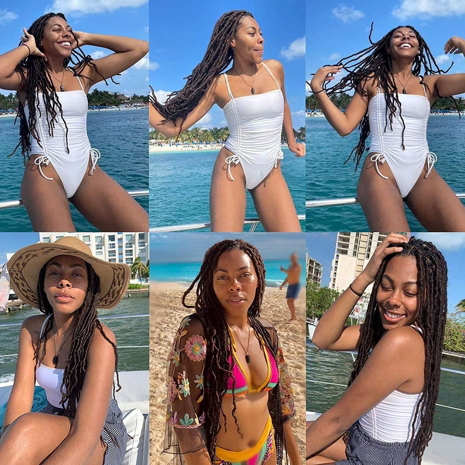 Xtrend - Faux Locs 7 packs - 24 pouces - synthétiques, doux, bouclés, 12 brins, noir 1B#