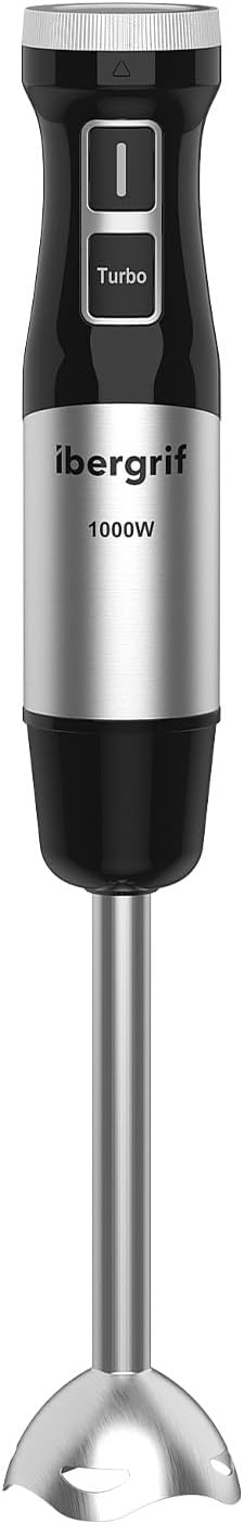 Ibergrif - Mixeur Plongeant 1000W - inox - vitesse réglable, turbo