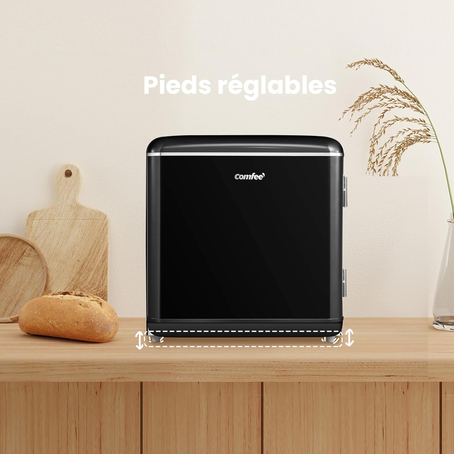 Comfee' - mini réfrigérateur rétro 47L, faible bruit, thermostat réglable, RCD50BL2EURT(E)